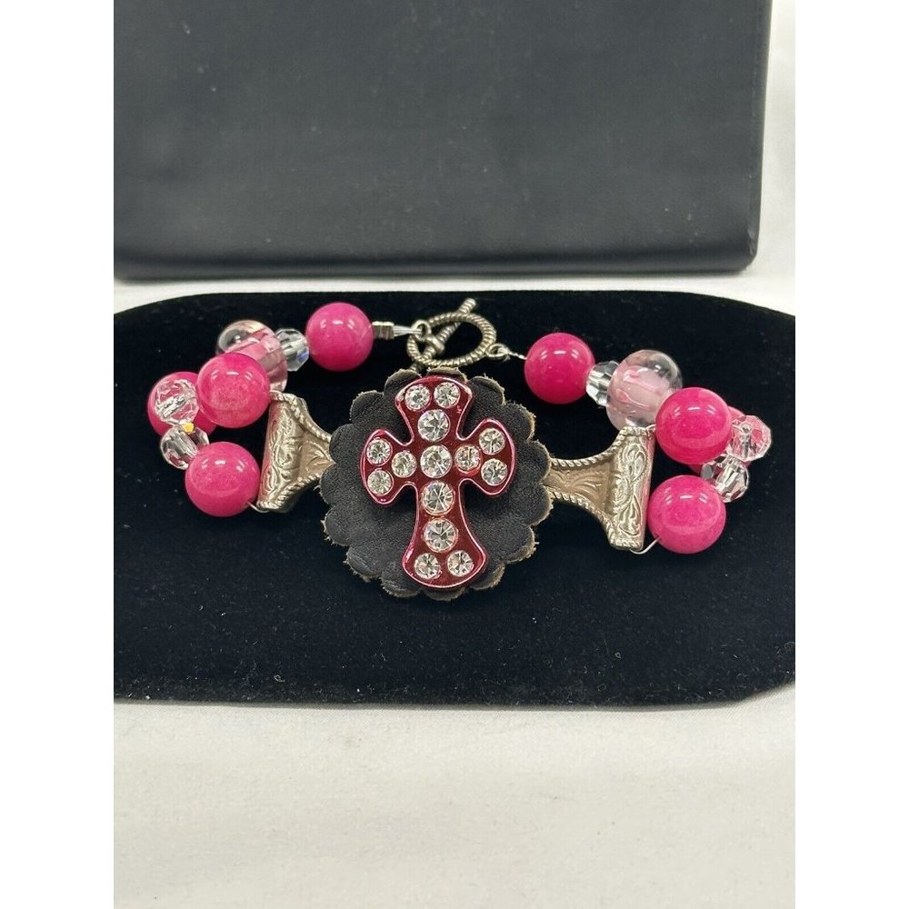 Trigo Leather Bracelet With Cross And Beads
